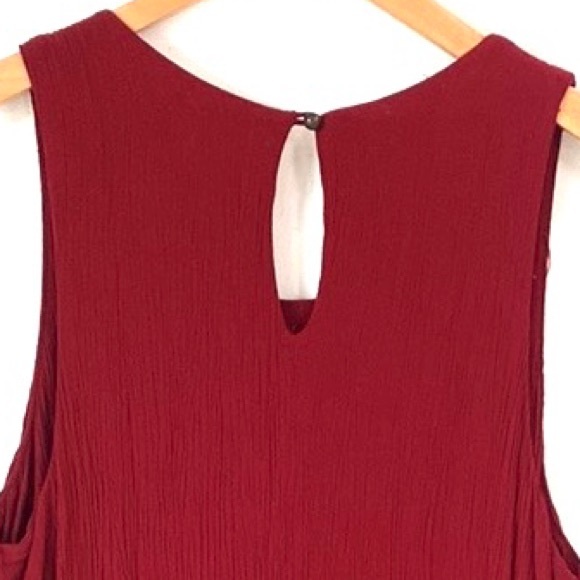 Xhilaration Sleeveless boho tiered burgundy midi dress, Size Large - Picture 7 of 8